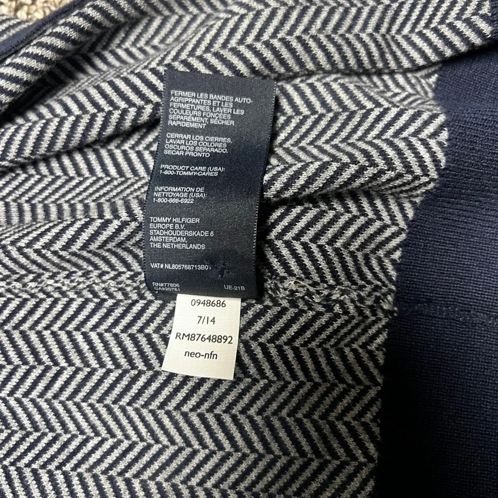 Tommy‎ Hilfiger Womens Pima Cotton Herringbone Cardigan Navy Blue Small